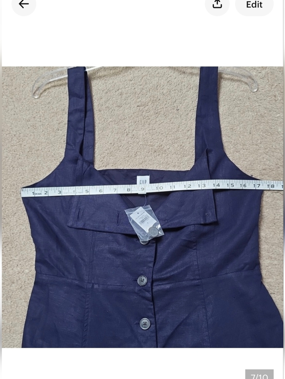 Gap Linen & Cotton Lined Dark Blue Dress with Pockets, Size 6, New With Tags - Picture 7 of 10
